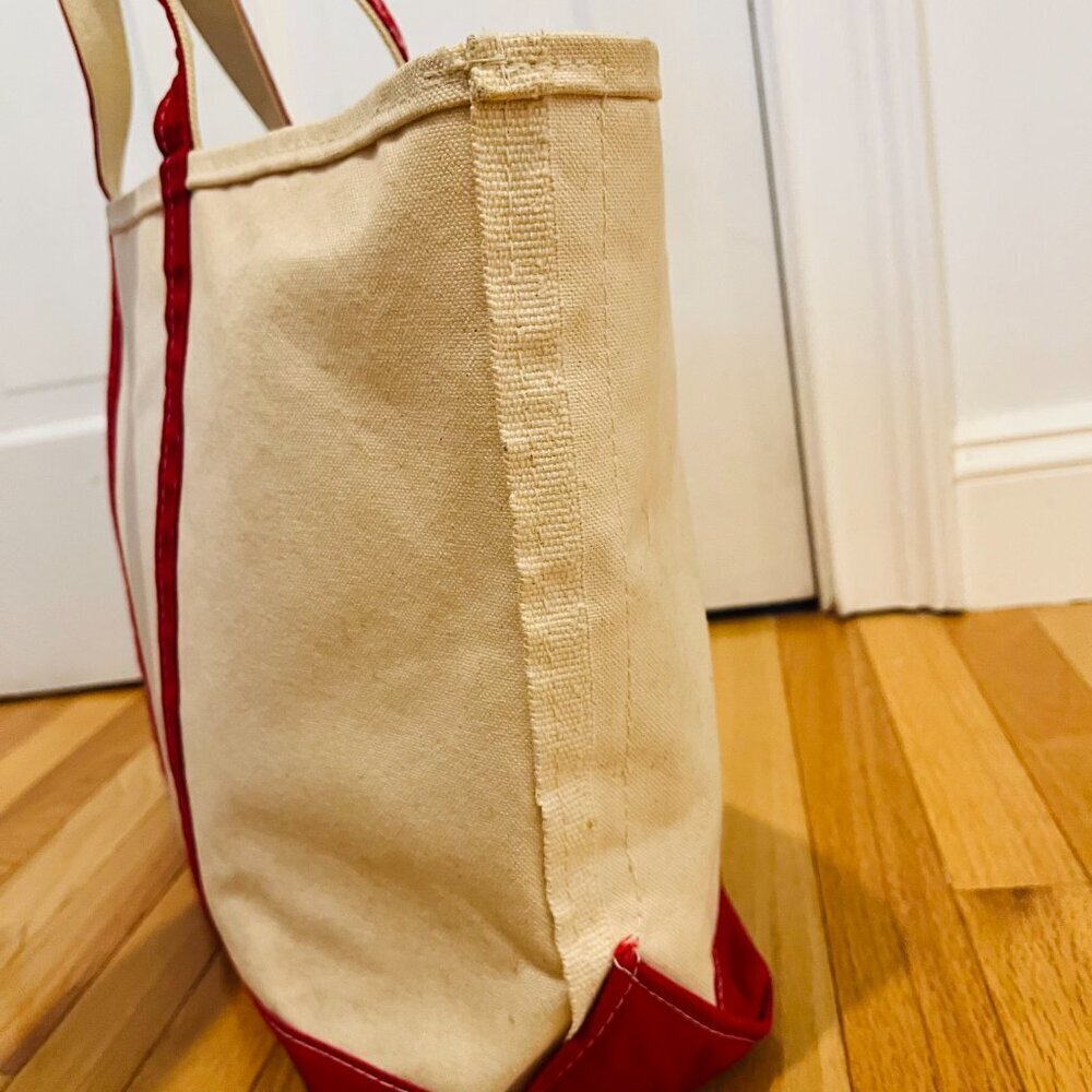 Vintage 1980s L.L Bean Boat And Tote Large Heavy Canvas Bag USA Red/White - Picture 13 of 16